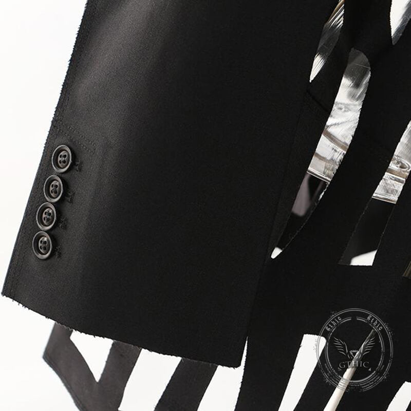 Stylish Hollow Frayed-Edge Design Suit Coat