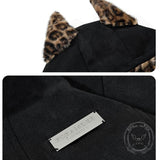 Stylish Leopard Print Warm Suede Erect Ears Hoodie Coat