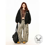 Stylish Leopard Print Warm Suede Erect Ears Hoodie Coat | Gthic.com