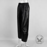 Stylish Loose-Fitting Drawstring PU Leather Lantern Pants