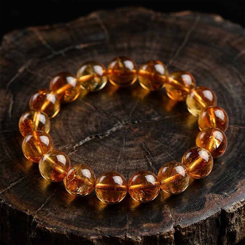 Stylish Natural Pyramid Citrine Crystal Beaded Bracelet