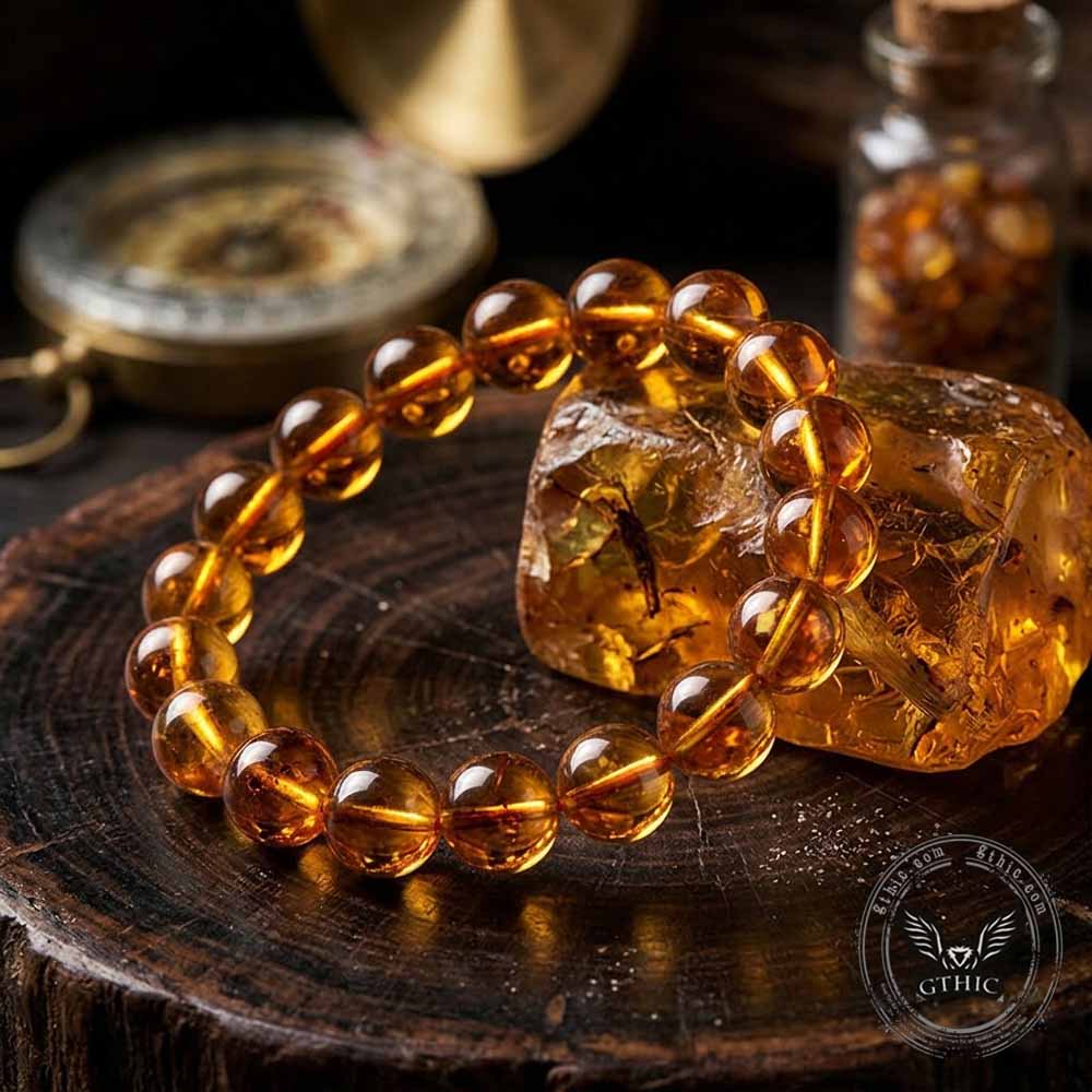 Stylish Natural Pyramid Citrine Crystal Beaded Bracelet