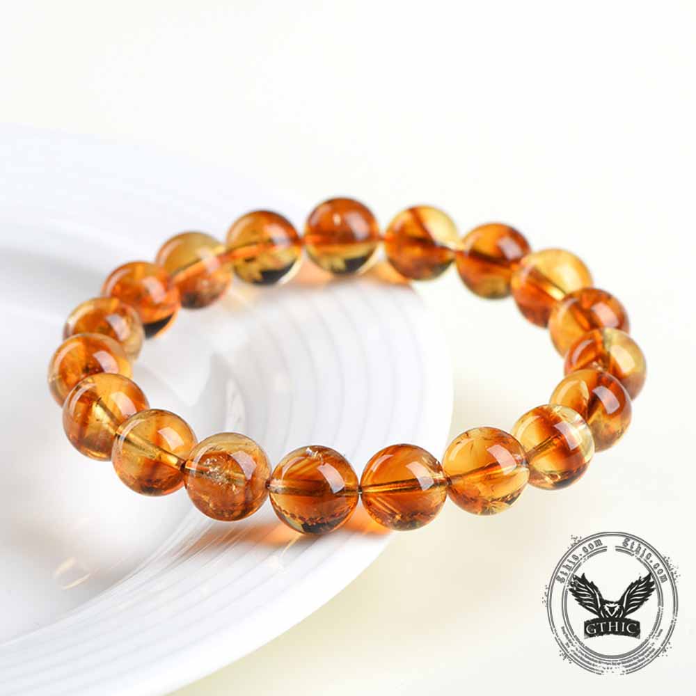 Stylish Natural Pyramid Citrine Crystal Beaded Bracelet