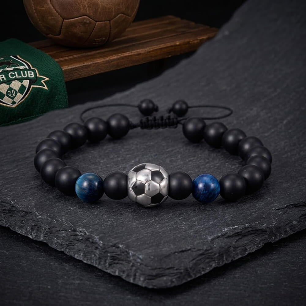 Stylish Natural Stone Beaded Soccer Bracelet | Gthic.com