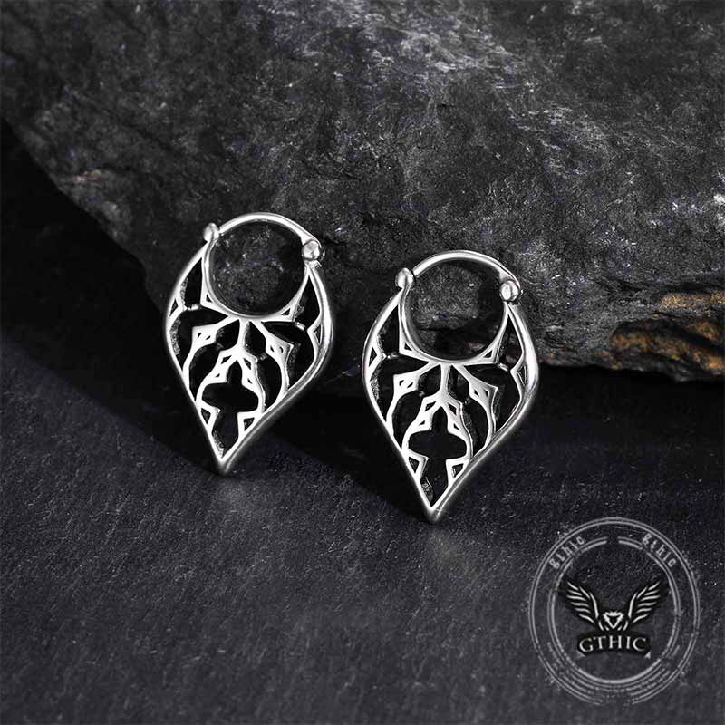 Stylish Openwork Carved Stainless Steel Earrings | Gthic.com