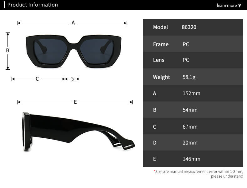 Stylish Oversized Square UV-Proof PC Sunglasses