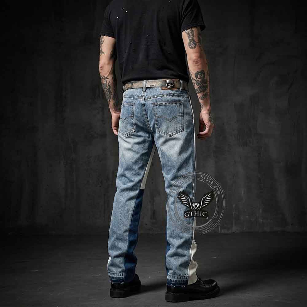 Stylish Patchwork Bootcut Versatile Cotton Jeans | Gthic.com
