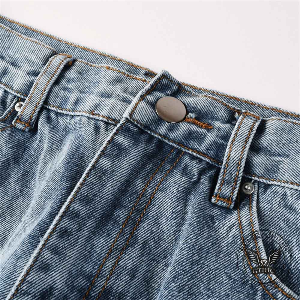 Stylish Patchwork Bootcut Versatile Cotton Jeans