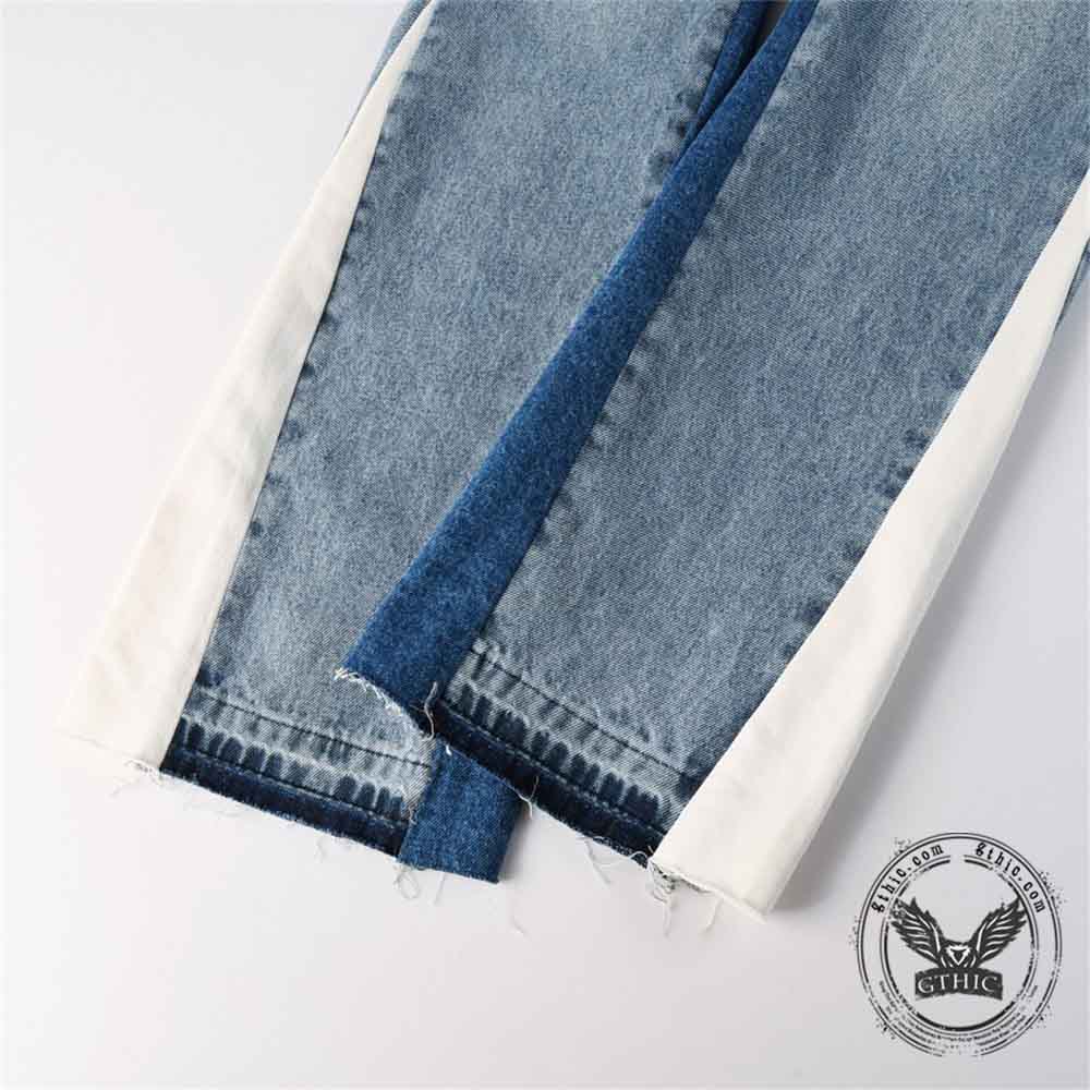 Stylish Patchwork Bootcut Versatile Cotton Jeans