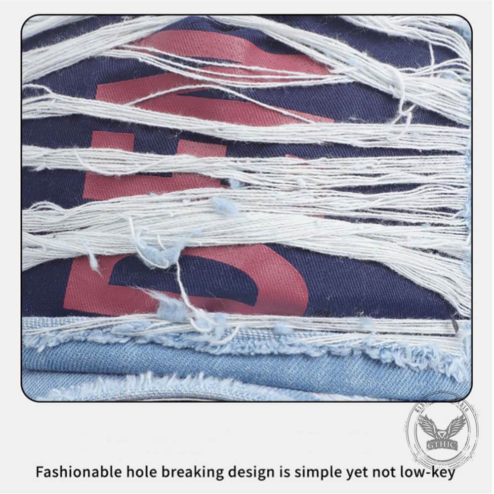 Stylish Ripped Letter Distressed Denim Baseball Cap