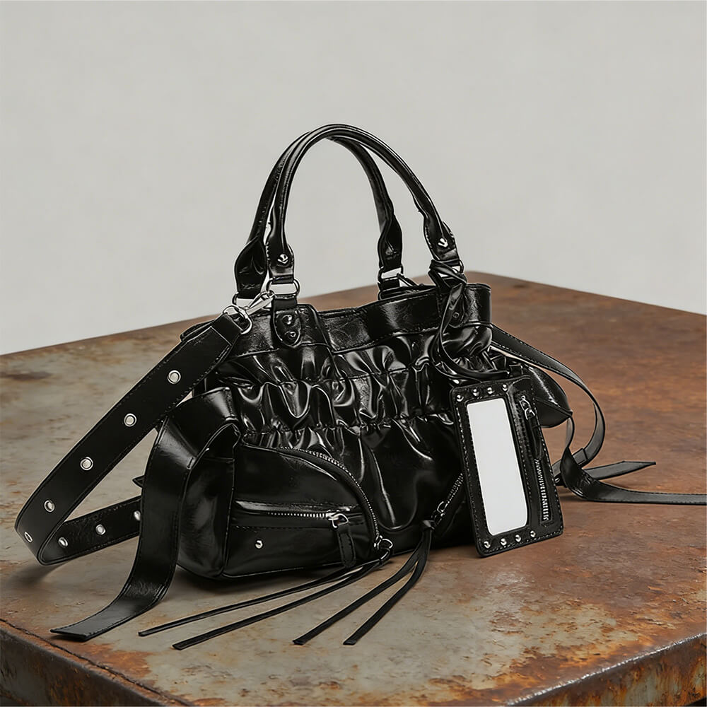 Stylish Riveted Large Capacity Shoulder PU Leather Handbag | Gthic.com