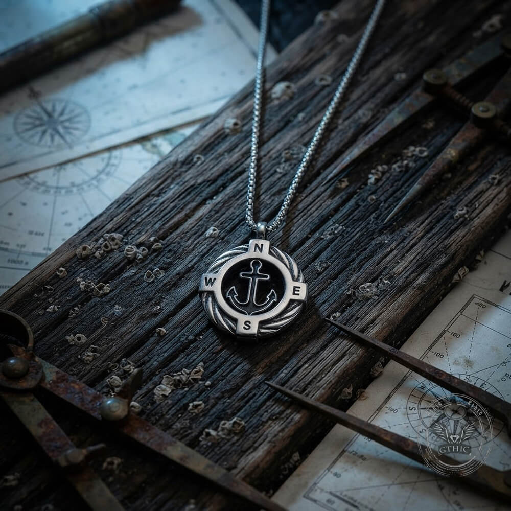 Stylish Rotating Anchor Stainless Steel Compass Pendant
