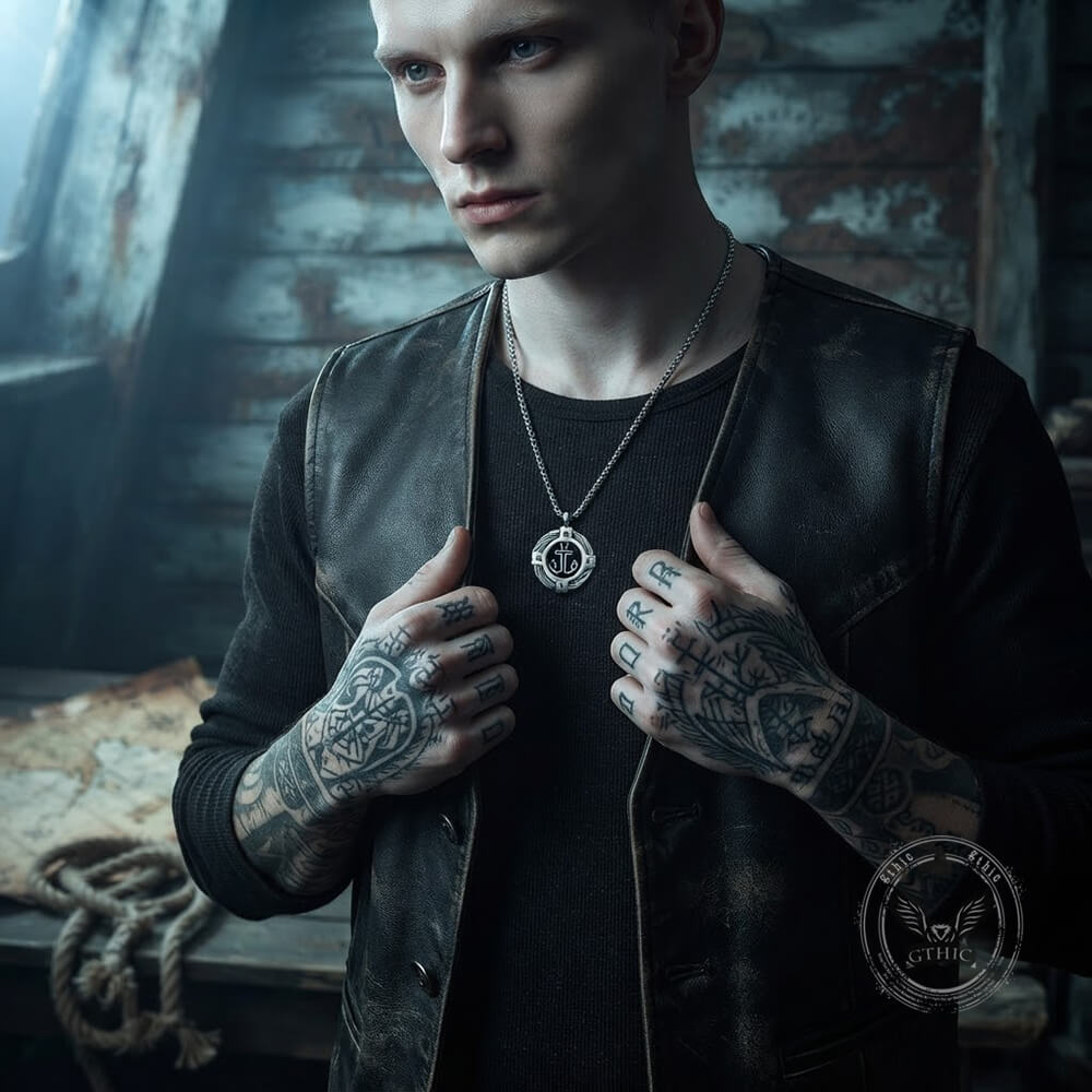 Stylish Rotating Anchor Stainless Steel Compass Pendant | Gthic.com