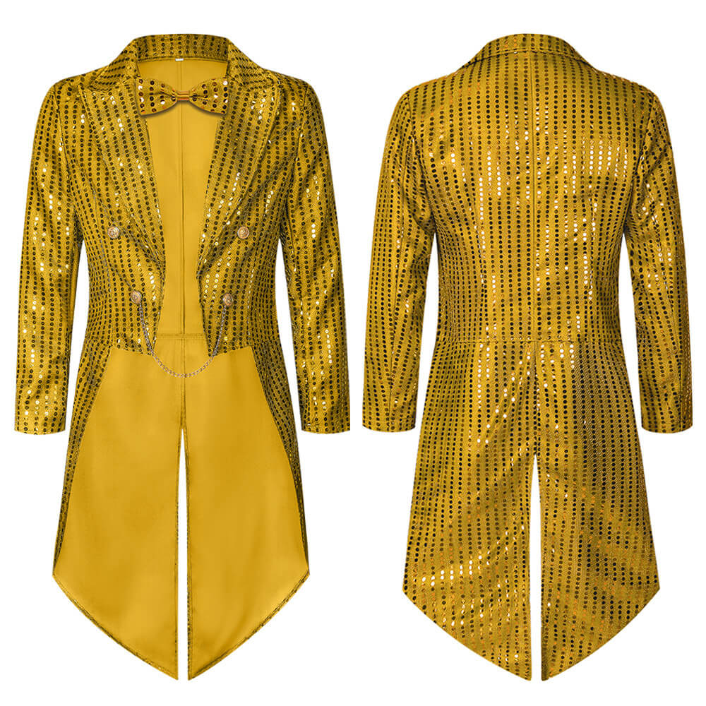 Stylish Sequin Performance Long Tailcoat Coat