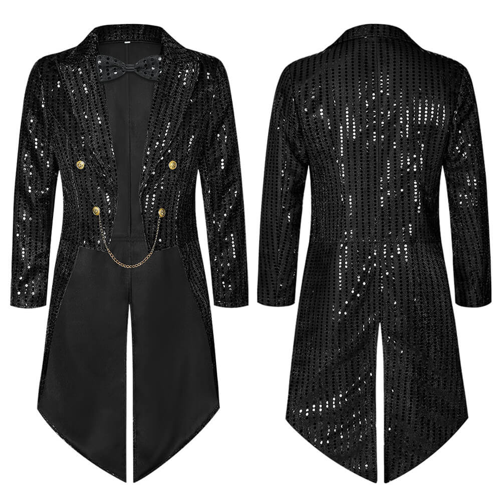 Stylish Sequin Performance Long Tailcoat Coat