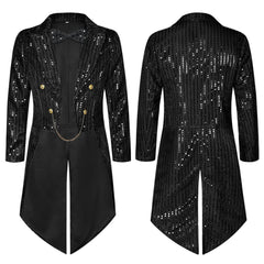 Stylish Sequin Performance Long Tailcoat Coat