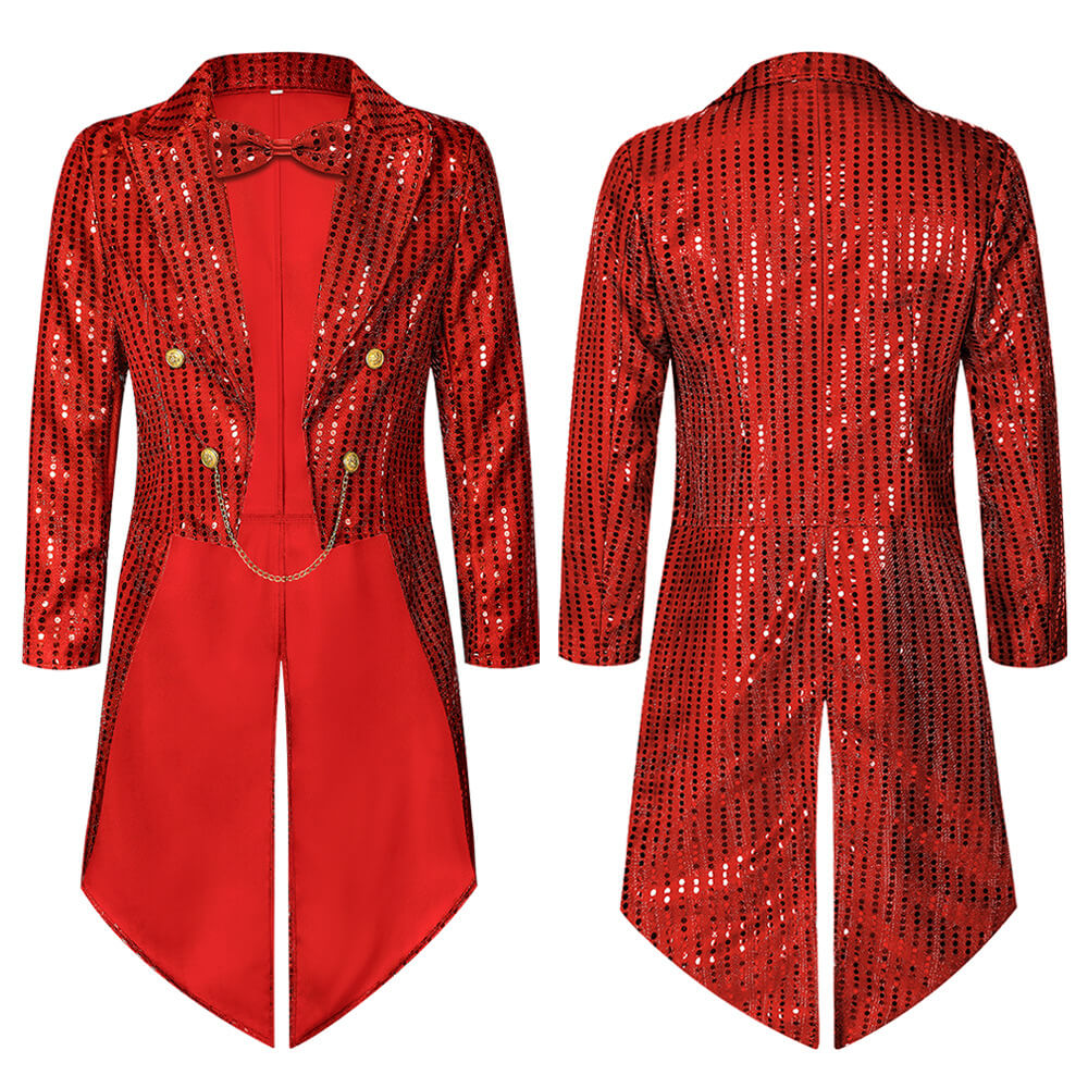 Stylish Sequin Performance Long Tailcoat Coat