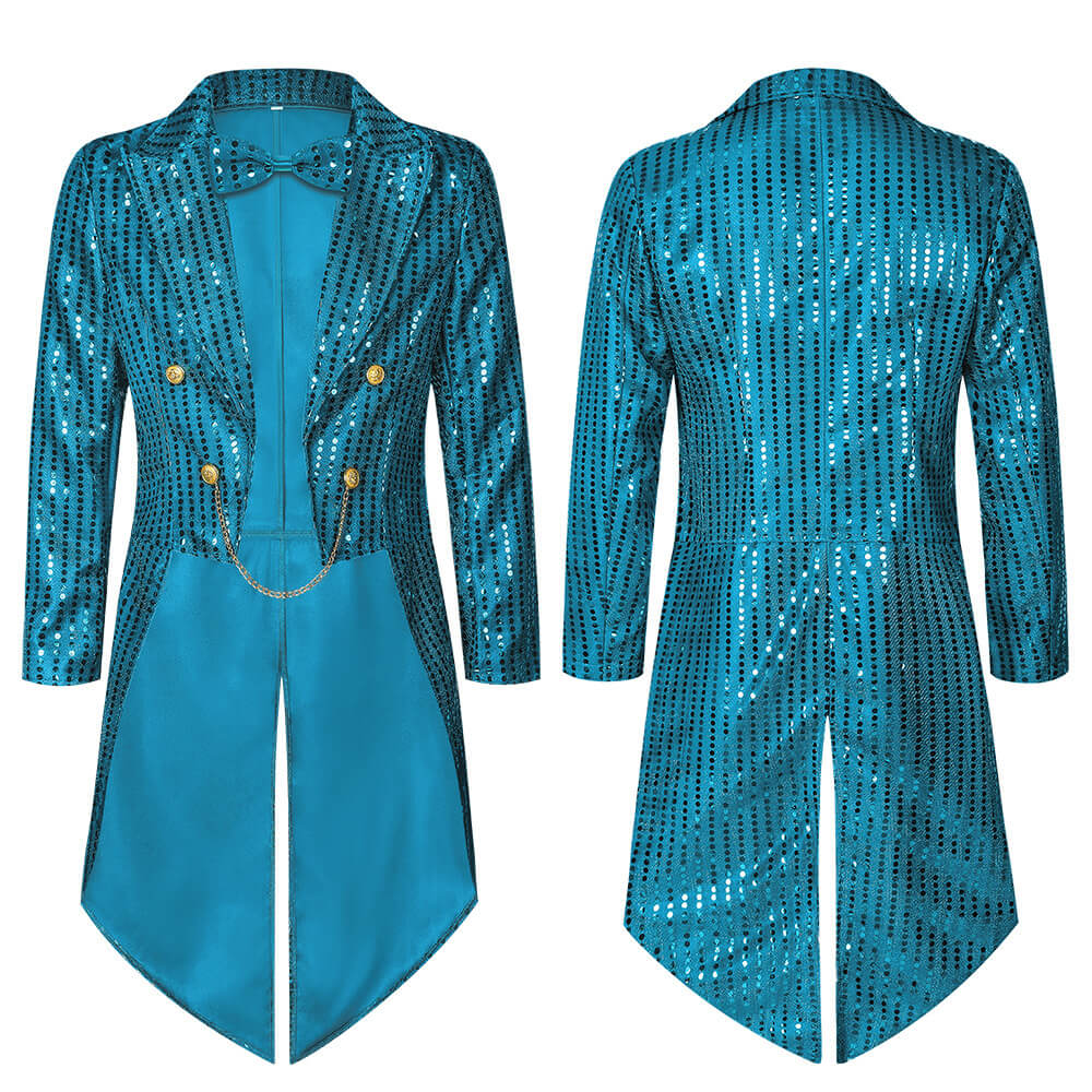 Stylish Sequin Performance Long Tailcoat Coat