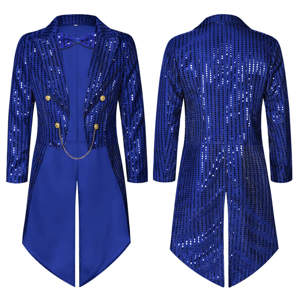 Stylish Sequin Performance Long Tailcoat Coat