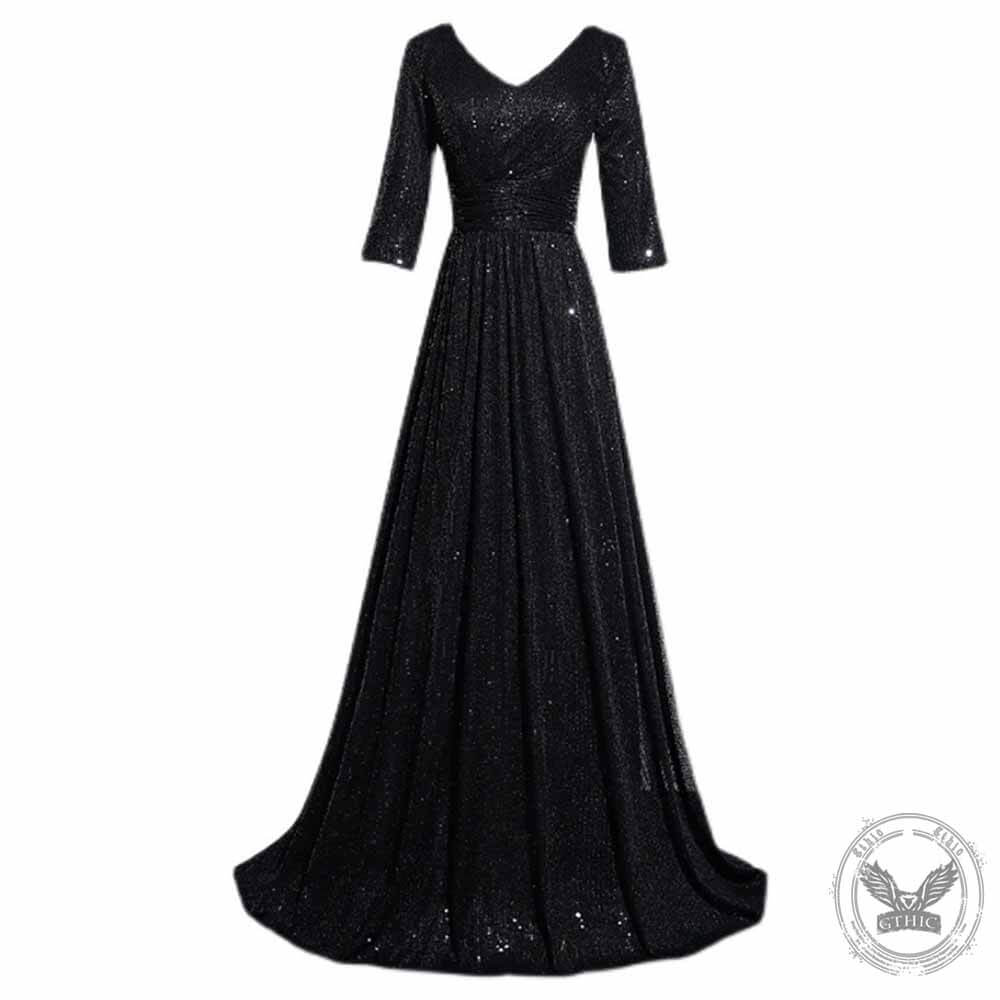 Stylish Sparkling V-Neck Banquet Evening Dress