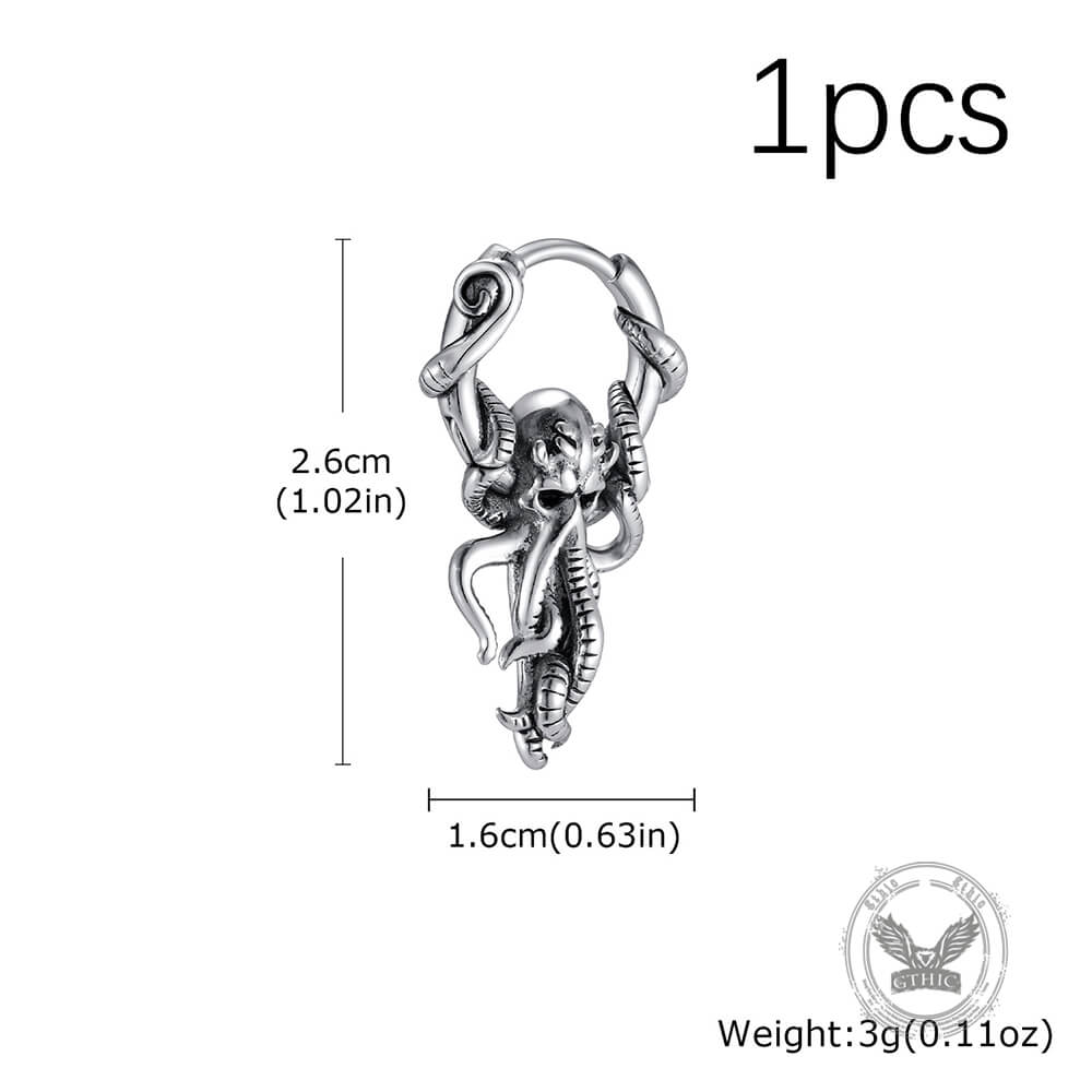 Stylish Stainless Steel Stackable Octopus Hoop Earrings