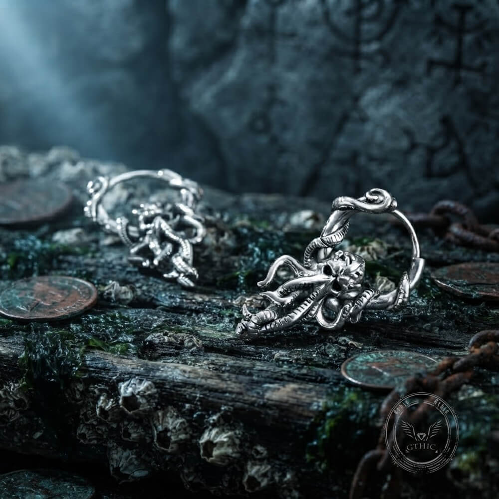 Stylish Stainless Steel Stackable Octopus Hoop Earrings | Gthic.com