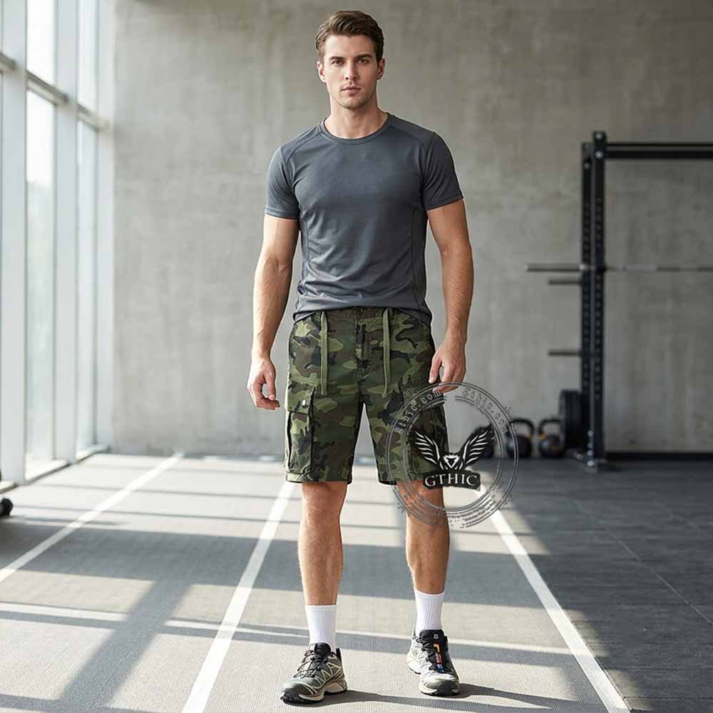 Stylish Street Camo Casual Straight Cargo Shorts | Gthic.com
