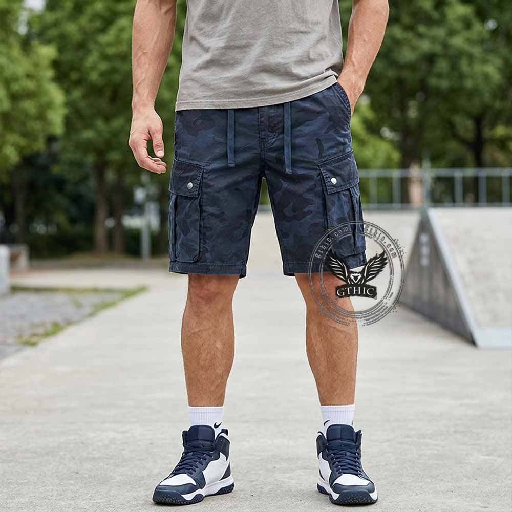 Stylish Street Camo Casual Straight Cargo Shorts | Gthic.com
