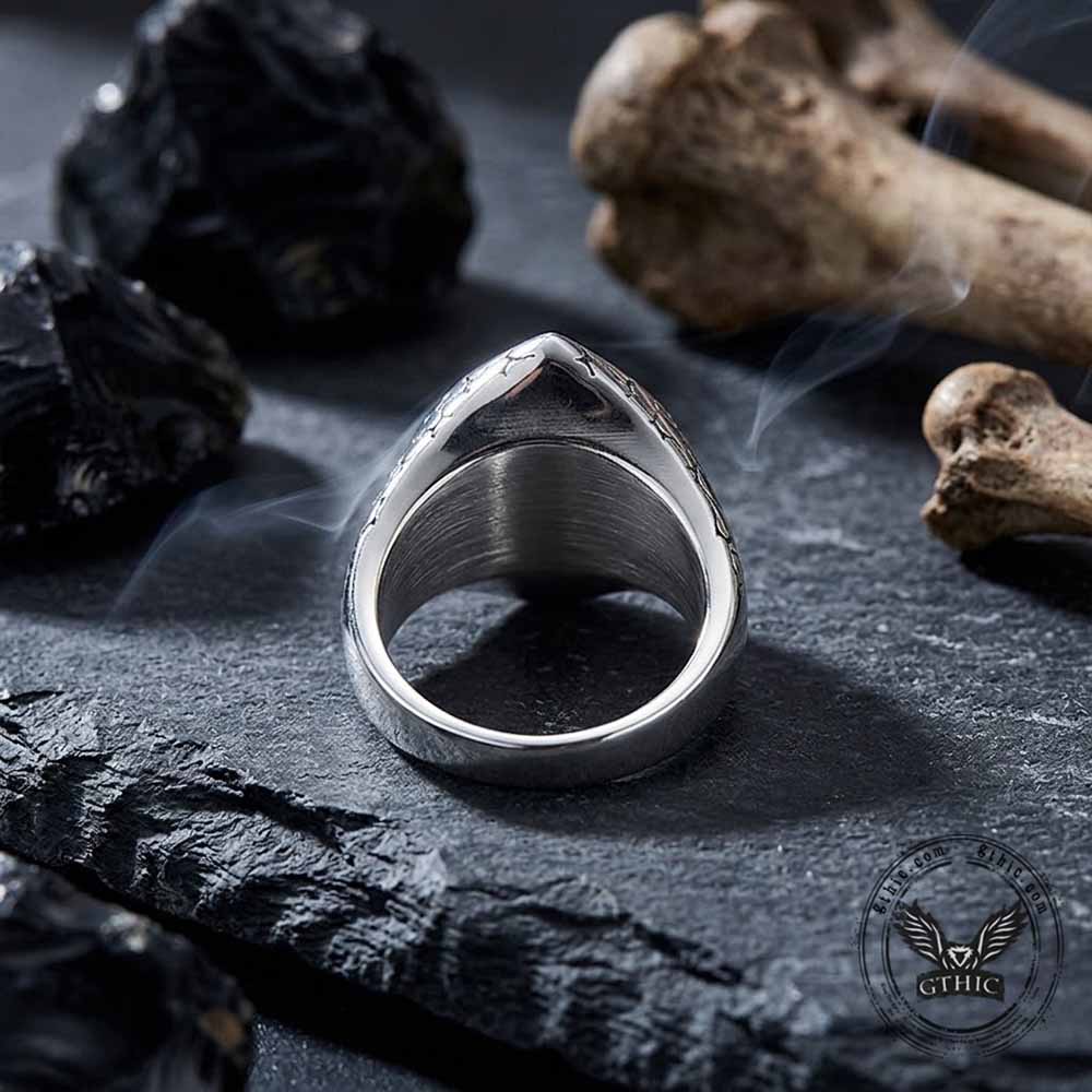Stylish Teardrop-Shaped Gemstone Stainless Steel Ring
