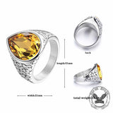 Stylish Teardrop-Shaped Gemstone Stainless Steel Ring