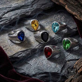 Stylish Teardrop-Shaped Gemstone Stainless Steel Ring | Gthic.com