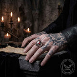 Stylish Teardrop-Shaped Gemstone Stainless Steel Ring | Gthic.com