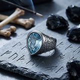 Stylish Teardrop-Shaped Gemstone Stainless Steel Ring | Gthic.com