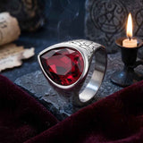 Stylish Teardrop-Shaped Gemstone Stainless Steel Ring