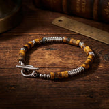 Stylish Tiger's Eye Stone Alloy OT Buckle Beaded Bracelet | Gthic.com