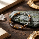 Stylish Tiger's Eye Stone Alloy OT Buckle Beaded Bracelet | Gthic.com
