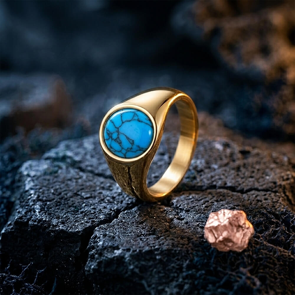 Stylish Turquoise Stainless Steel Simple Ring