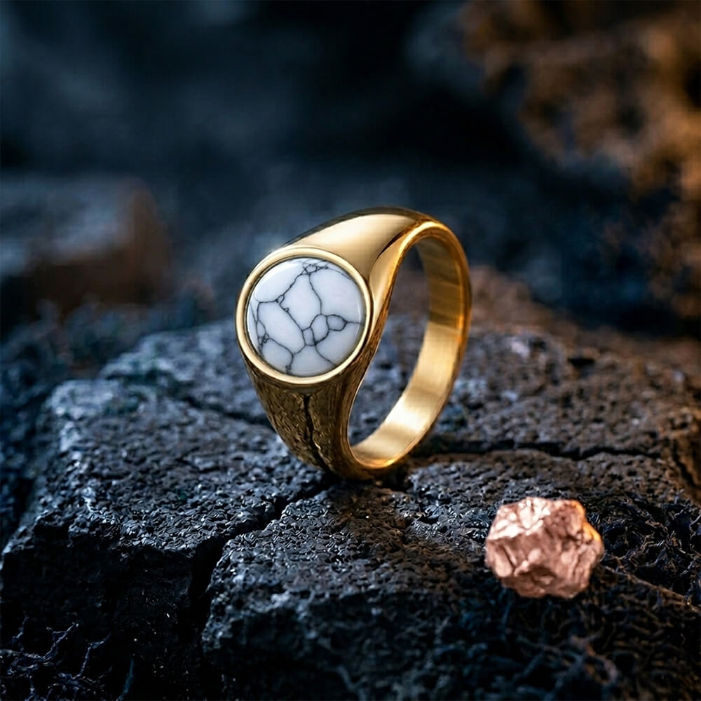 Stylish Turquoise Stainless Steel Simple Ring