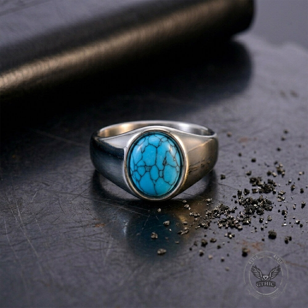 Stylish Turquoise Stainless Steel Simple Ring