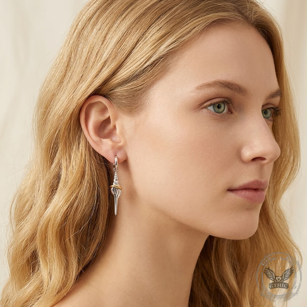 Stylish Unique Stainless Steel Conch Drop Earrings