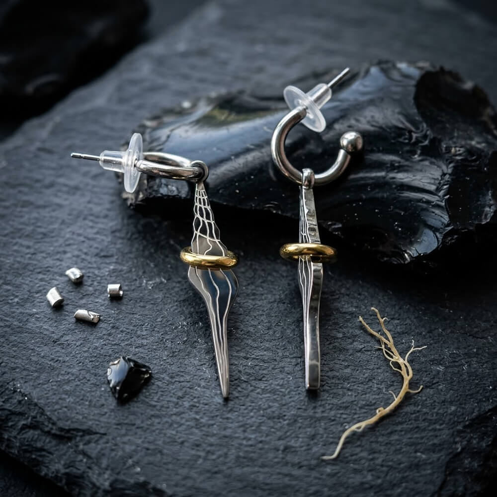 Stylish Unique Stainless Steel Conch Drop Earrings | Gthic.com