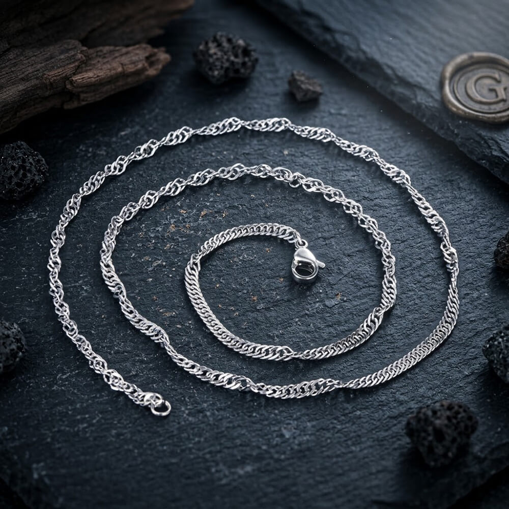 Stylish Water-Wave Stainless Steel Chain Necklace | Gthic.com