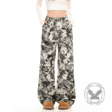 Stylish White Leopard Print Wide-Leg Baggy Pants | Gthic.com