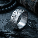 Stylish Zircon Four-Pointed Star Stainless Steel Ring | Gthic.com