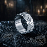 Stylish Zircon Four-Pointed Star Stainless Steel Ring | Gthic.com
