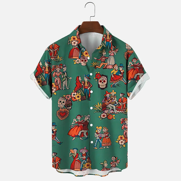 Sugar Skulls Polyester Hawaiian Shirt | Gthic.com