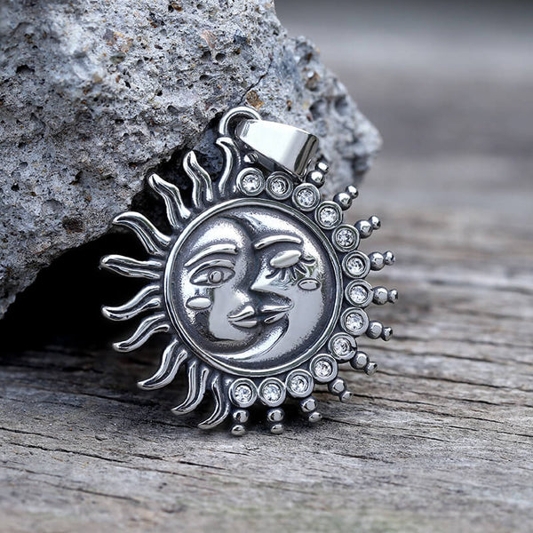 Sun And Moon Face Stainless Steel Pendant | Gthic.com