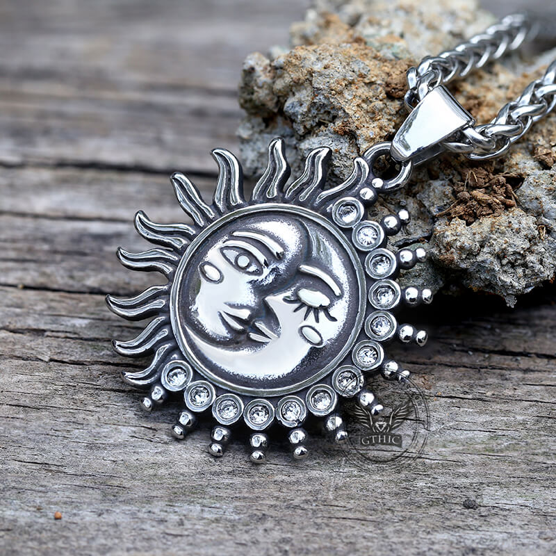 Sun And Moon Face Stainless Steel Pendant | Gthic.com