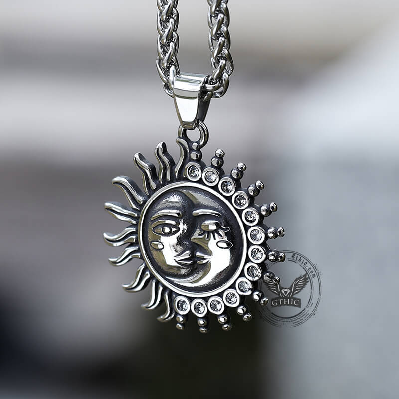 Sun And Moon Face Stainless Steel Pendant