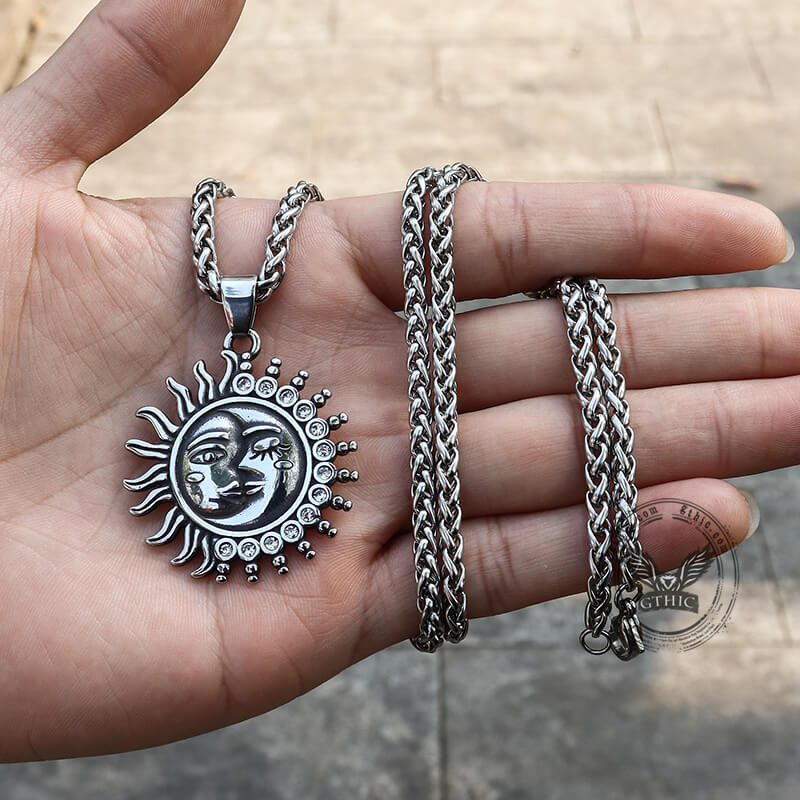 Sun And Moon Face Stainless Steel Pendant | Gthic.com